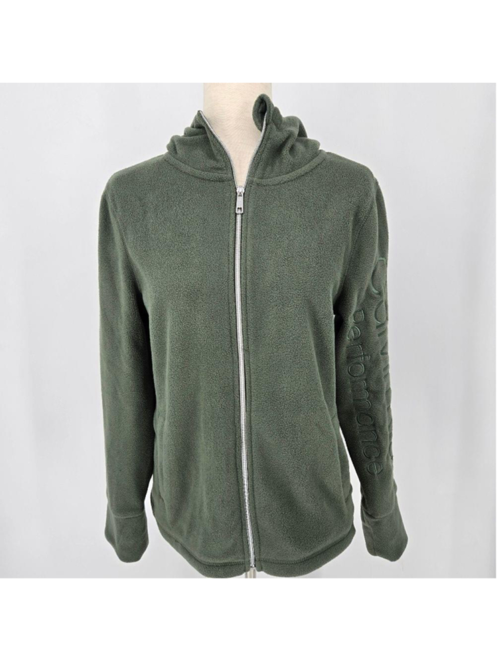 Calvin Klein Zip Hoodie Small Green Athletic Gym Full Zip Jacket NWT